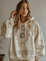 Încarcă imaginea în vizualizatorul Galerie, Hanorac cu decupaj și broderie florală pentru femei
