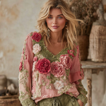 Încarcă imaginea în vizualizatorul Galerie, Top floral 3D cu decolteu în V pentru femei
