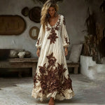 Încarcă imaginea în vizualizatorul Galerie, Rochie din bumbac și in, cu talie strâmtă și model floral tridimensional.
