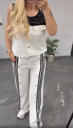 Încarcă imaginea în vizualizatorul Galerie, Set de vară pentru femei, top fără mâneci și pantaloni, cu nasturi

