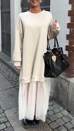 Încarcă imaginea în vizualizatorul Galerie, Rochie casual pentru femei cu guler rotund și cusături din dantelă
