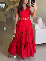 Încarcă imaginea în vizualizatorul Galerie, Rochie maxi vintage fără mâneci, brodată cu dantelă și bumbac

