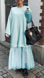 Încarcă imaginea în vizualizatorul Galerie, Rochie casual pentru femei cu guler rotund și cusături din dantelă
