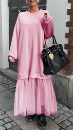 Încarcă imaginea în vizualizatorul Galerie, Rochie casual pentru femei cu guler rotund și cusături din dantelă
