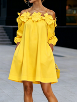 Încarcă imaginea în vizualizatorul Galerie, Rochie mini elegantă, linie A, cu umeri goi, solidă

