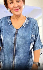 Încarcă imaginea în vizualizatorul Galerie, Set de pantaloni de vară pentru femei cu decolteu rotund și fermoar

