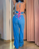 Încarcă imaginea în vizualizatorul Galerie, Blugi cu design cu diamante
