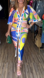 Încarcă imaginea în vizualizatorul Galerie, Rochie de damă cu imprimeu, subțire, cu decolteu în V și bretele
