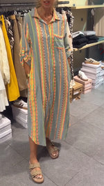 Încarcă imaginea în vizualizatorul Galerie, Rochie de damă cu rever și dungi, lejeră, casual

