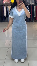 Încarcă imaginea în vizualizatorul Galerie, Rochie de damă cu decolteu în V și crăpătură verticală, lejeră, casual
