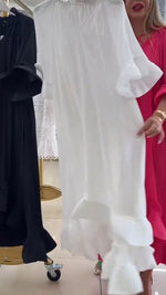 Încarcă imaginea în vizualizatorul Galerie, Rochie de damă cu decolteu în V, cu volane, culoare solidă, lejeră, casual
