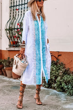 Încarcă imaginea în vizualizatorul Galerie, Rochie de damă cu mânecă lungă și guler drept, casual, cu imprimeu etnic
