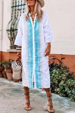 Încarcă imaginea în vizualizatorul Galerie, Rochie de damă cu mânecă lungă și guler drept, casual, cu imprimeu etnic

