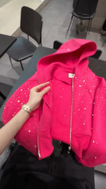 Încarcă imaginea în vizualizatorul Galerie, Jachetă casual cu glugă și diamant pentru femei
