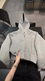 Încarcă imaginea în vizualizatorul Galerie, Jachetă casual cu glugă și diamant pentru femei
