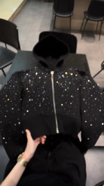 Încarcă imaginea în vizualizatorul Galerie, Jachetă casual cu glugă și diamant pentru femei

