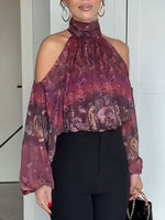 Încarcă imaginea în vizualizatorul Galerie, Top casual cu imprimeu pe umeri și guler rotund pentru femei
