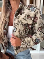 Încarcă imaginea în vizualizatorul Galerie, Jachetă casual cu rever brodat cu flori pentru femei
