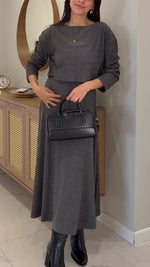 Încarcă imaginea în vizualizatorul Galerie, Top + fustă casual de culoare uni pentru femei
