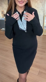 Încarcă imaginea în vizualizatorul Galerie, Rochie casual tricotată cu guler rever pentru femei
