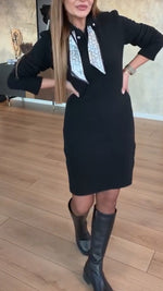 Încarcă imaginea în vizualizatorul Galerie, Rochie casual tricotată cu guler rever pentru femei
