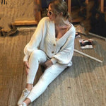 Încarcă imaginea în vizualizatorul Galerie, Costum cardigan răsucit din lână de culoare uni
