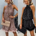 Încarcă imaginea în vizualizatorul Galerie, Rochie elegantă cu tiv în V cu paiete pentru femei
