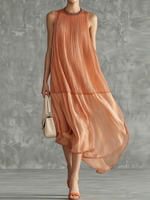 Încarcă imaginea în vizualizatorul Galerie, Rochie midi elegantă, simplă, cu guler rotund și despicat
