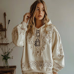 Încarcă imaginea în vizualizatorul Galerie, Hanorac cu decupaj și broderie florală pentru femei
