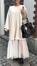 Încarcă imaginea în vizualizatorul Galerie, Rochie casual pentru femei cu guler rotund și cusături din dantelă
