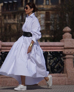 Încarcă imaginea în vizualizatorul Galerie, Rochie lungă de bumbac cu fustă largă
