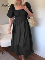 Încarcă imaginea în vizualizatorul Galerie, Rochie elegantă din bumbac, cu pliseuri, pentru femei
