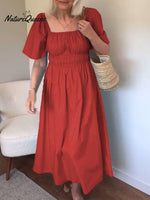 Încarcă imaginea în vizualizatorul Galerie, Rochie elegantă din bumbac, cu pliseuri, pentru femei

