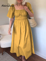 Încarcă imaginea în vizualizatorul Galerie, Rochie elegantă din bumbac, cu pliseuri, pentru femei
