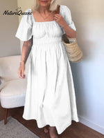 Încarcă imaginea în vizualizatorul Galerie, Rochie elegantă din bumbac, cu pliseuri, pentru femei
