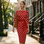 Încarcă imaginea în vizualizatorul Galerie, Rochie elegantă retro cu buline pentru femei
