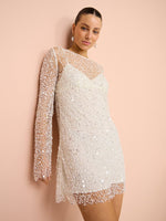 Încarcă imaginea în vizualizatorul Galerie, Crystal-embellished tulle mini dress
