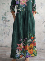 Încarcă imaginea în vizualizatorul Galerie, Rochie elegantă din bumbac cu model floral și decolteu în V pentru femei
