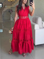 Încarcă imaginea în vizualizatorul Galerie, Rochie maxi vintage fără mâneci, brodată cu dantelă și bumbac
