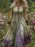 Încarcă imaginea în vizualizatorul Galerie, Rochie plisată cu model patchwork
