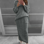 Încarcă imaginea în vizualizatorul Galerie, Pulover casual cu gât și fustă cu buzunare 2 buc

