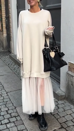 Încarcă imaginea în vizualizatorul Galerie, Rochie casual pentru femei cu guler rotund și cusături din dantelă

