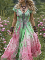 Încarcă imaginea în vizualizatorul Galerie, Rochie plisată cu model patchwork
