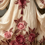Încarcă imaginea în vizualizatorul Galerie, Rochie cu imprimeu floral 3D din bumbac și in
