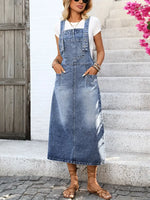 Încarcă imaginea în vizualizatorul Galerie, Fustă salopetă din denim
