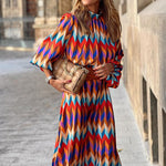 Încarcă imaginea în vizualizatorul Galerie, Rochie camasa colorata cu motive geometrice
