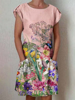 Încarcă imaginea în vizualizatorul Galerie, Rochie vintage din bumbac și in pentru femei, cu model floral clasic și buzunare
