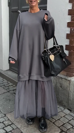 Încarcă imaginea în vizualizatorul Galerie, Rochie casual pentru femei cu guler rotund și cusături din dantelă
