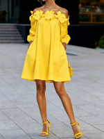 Încarcă imaginea în vizualizatorul Galerie, Rochie mini elegantă, linie A, cu umeri goi, solidă
