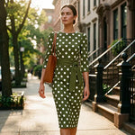 Încarcă imaginea în vizualizatorul Galerie, Rochie elegantă retro cu buline pentru femei
